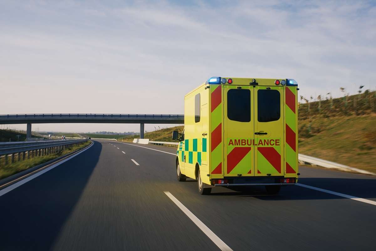 An ambulance on the road