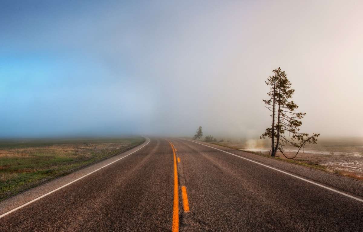 Fog on an open highway